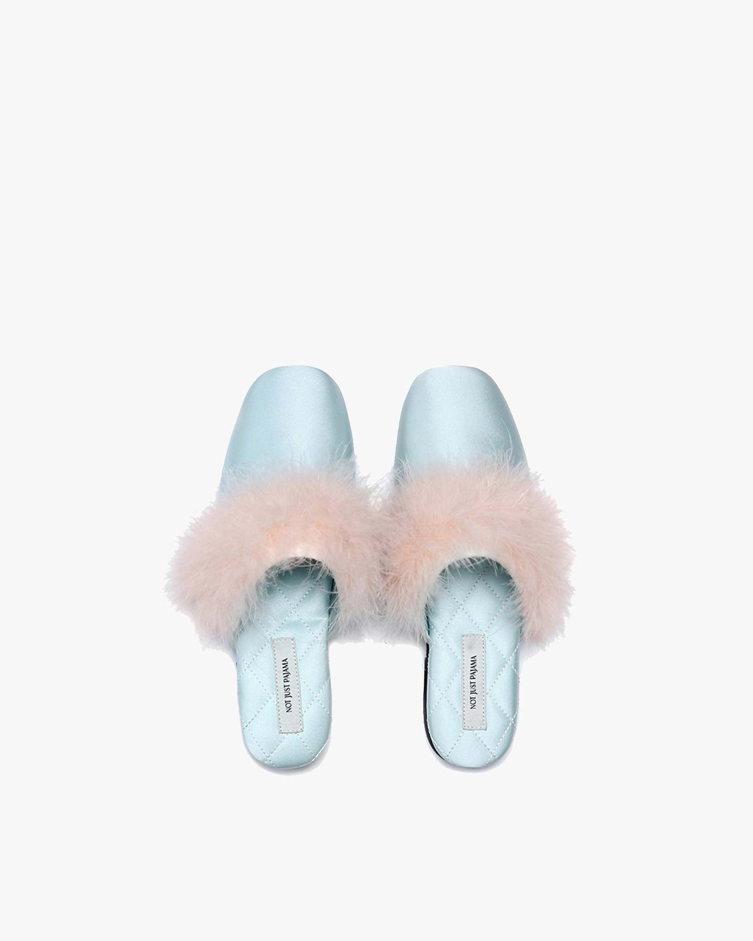 Glam Silk Mules with Feathers