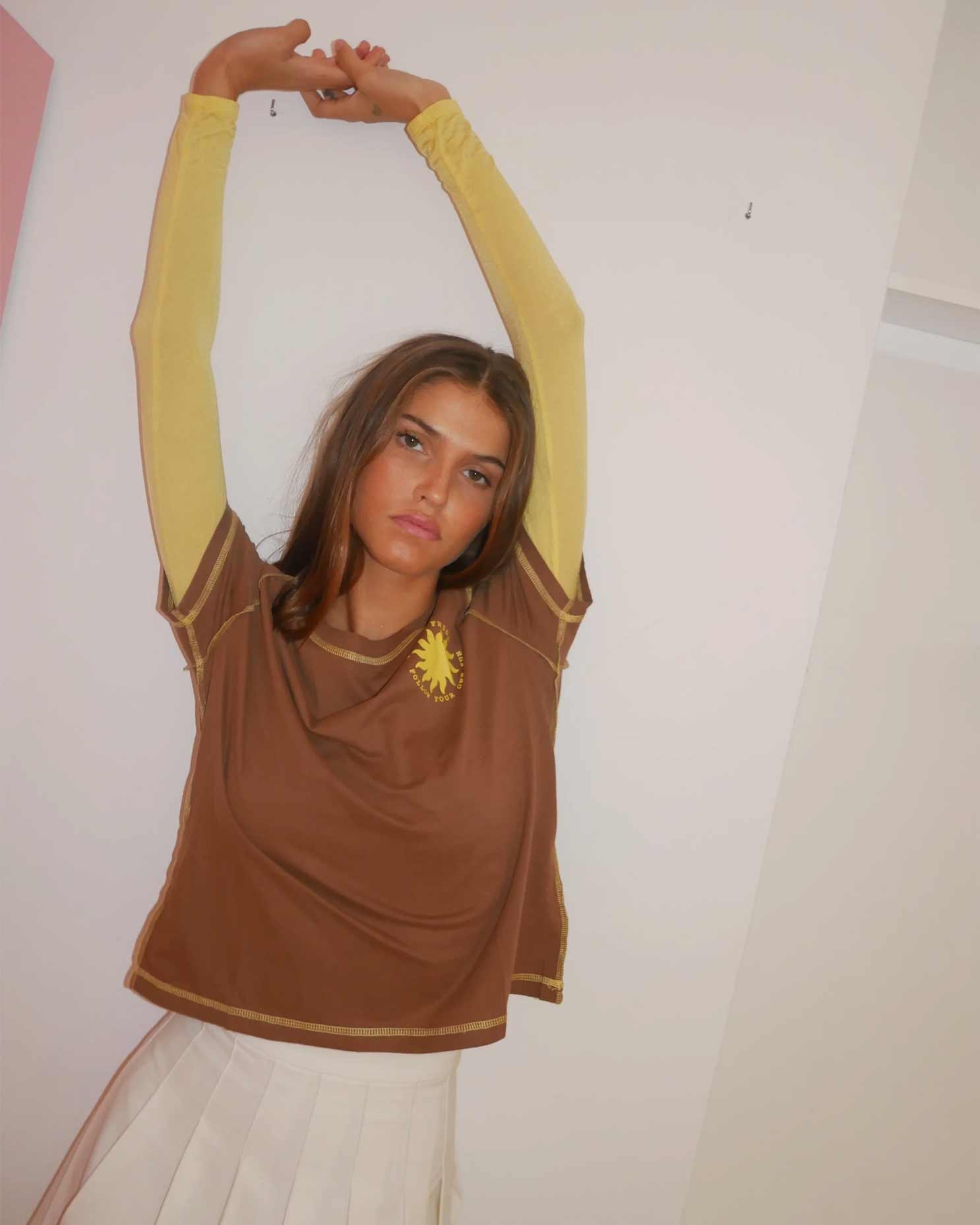 Follow Your Own Sun Tee in Brown