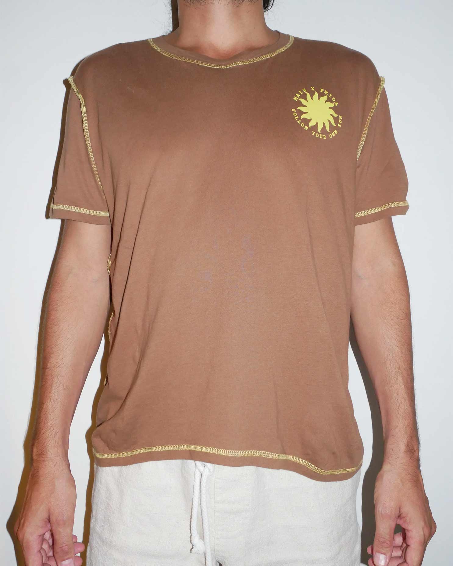 Follow Your Own Sun Tee in Brown